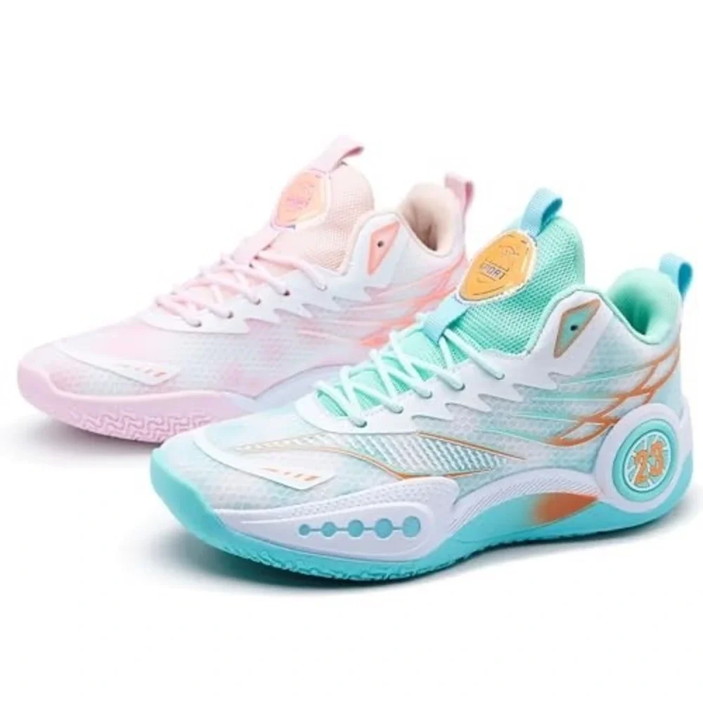 Mismatched Pastel Basketball Sneakers Pink Teal Mesh Sport Shoes US 6.5